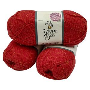 3 Pack: Yarn Bee Fresco Fiber Red #60 (100 grams 290 Yards each) Cotton/Acrylic